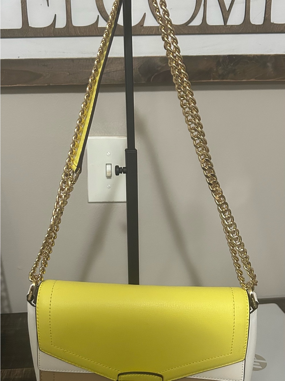 Michael Kors Yellow & White Kinsey Medium Crossbody - Picture 2 of 13